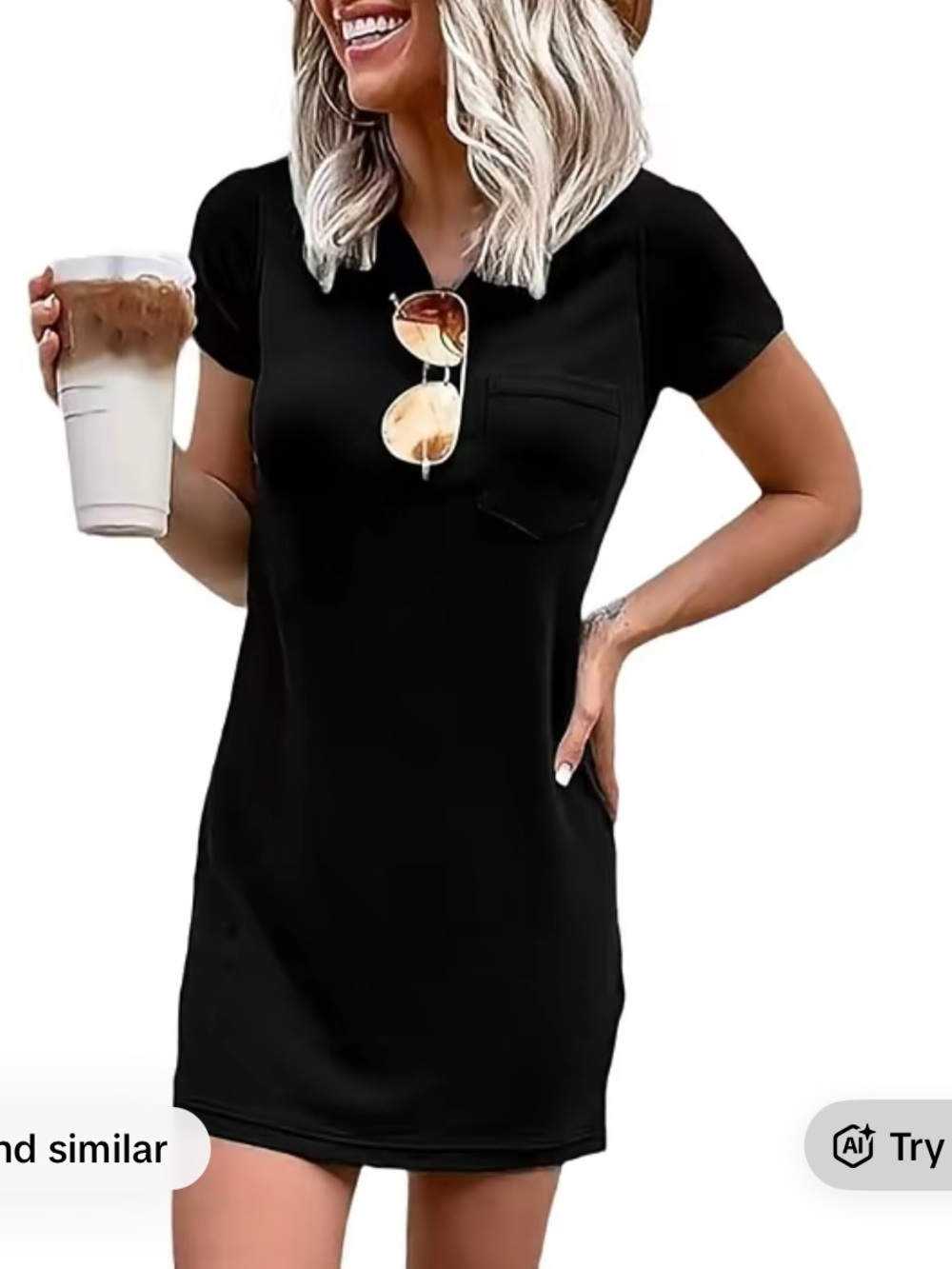 NWT Wenrine Black T-shirt Dress with Pocket, L
